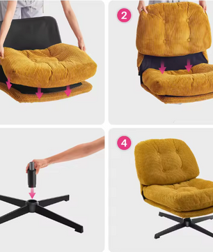 Moderne Draaibare Loungestoel – Zachte Corduroy – Verdikt Kussen