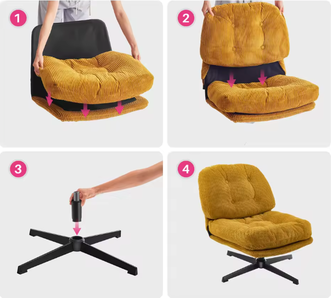 Moderne Draaibare Loungestoel – Zachte Corduroy – Verdikt Kussen