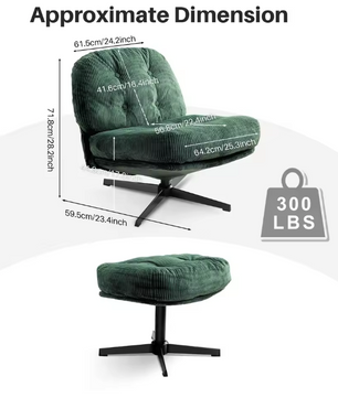 Moderne Draaibare Loungestoel – Zachte Corduroy – Verdikt Kussen