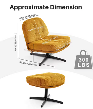 Moderne Draaibare Loungestoel – Zachte Corduroy – Verdikt Kussen