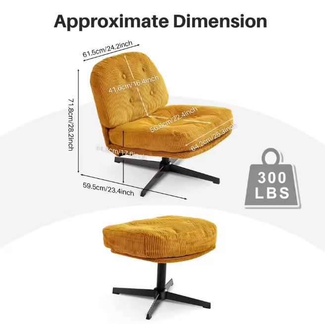 Moderne Draaibare Loungestoel – Zachte Corduroy – Verdikt Kussen
