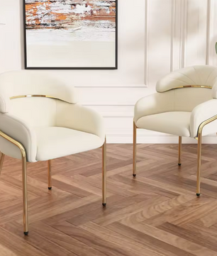 Luxe Fluwelen Eetkamerstoel – Gouden Poten – Getufte Rug