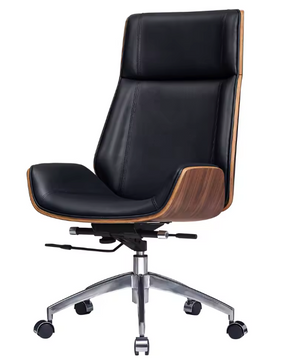 Luxe Bureaustoel van Echt Leer – Ergonomisch, Verstelbaar & 360° Draaibaar, Met Hoge Rug en Lendensteun