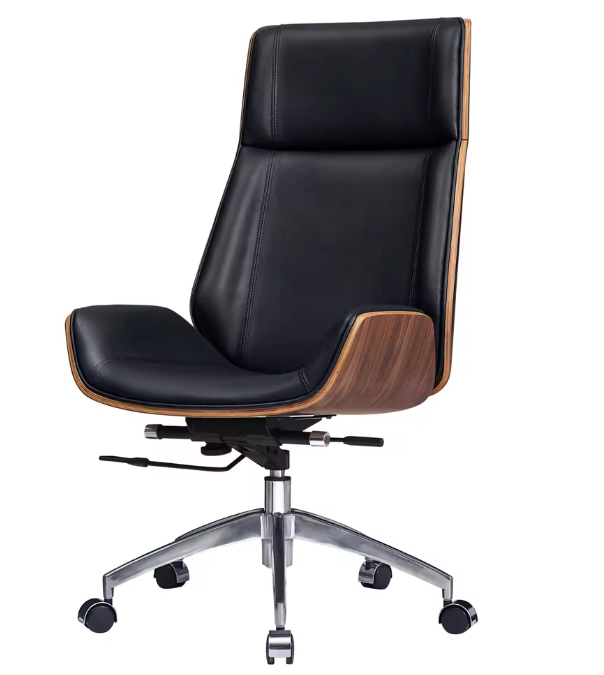Luxe Bureaustoel van Echt Leer – Ergonomisch, Verstelbaar & 360° Draaibaar, Met Hoge Rug en Lendensteun