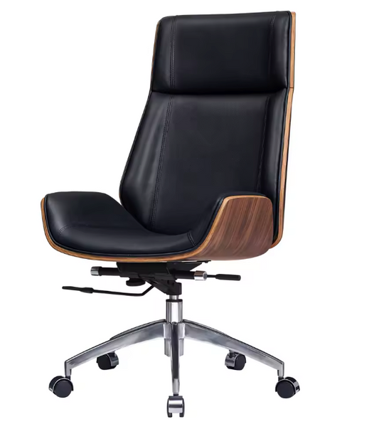Luxe Bureaustoel van Echt Leer – Ergonomisch, Verstelbaar & 360° Draaibaar, Met Hoge Rug en Lendensteun