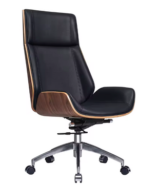 Luxe Bureaustoel van Echt Leer – Ergonomisch, Verstelbaar & 360° Draaibaar, Met Hoge Rug en Lendensteun