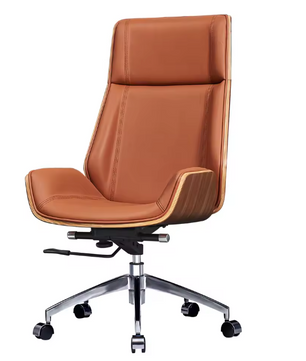 Luxe Bureaustoel van Echt Leer – Ergonomisch, Verstelbaar & 360° Draaibaar, Met Hoge Rug en Lendensteun