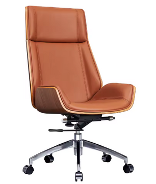 Luxe Bureaustoel van Echt Leer – Ergonomisch, Verstelbaar & 360° Draaibaar, Met Hoge Rug en Lendensteun