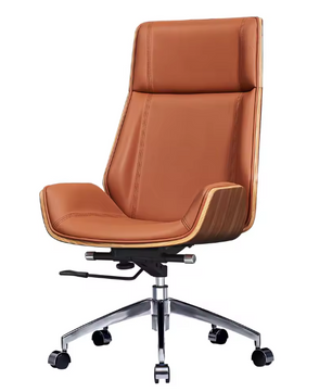Luxe Bureaustoel van Echt Leer – Ergonomisch, Verstelbaar & 360° Draaibaar, Met Hoge Rug en Lendensteun