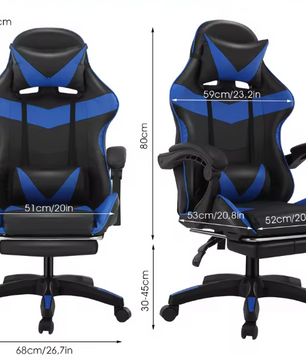 Massage Gamingstoel met Voetsteun – Verstelbaar, Ergonomisch & Draaibaar, Inclusief Lendenmassage en Hoofdsteun