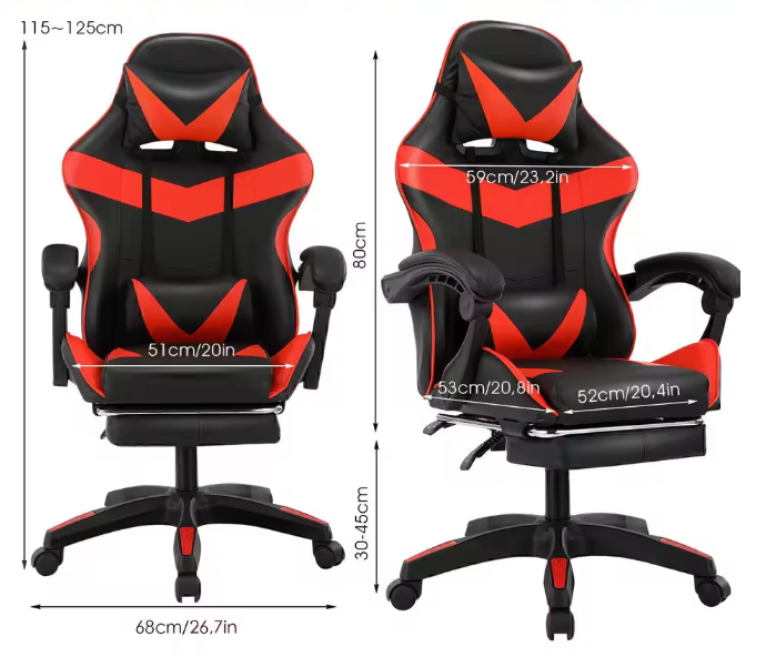 Massage Gamingstoel – Verstelbare Draaistoel met Voetsteun & Lendensteun, Ergonomisch en Comfortabel