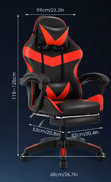 Massage Gamingstoel – Verstelbare Draaistoel met Voetsteun & Lendensteun, Ergonomisch en Comfortabel