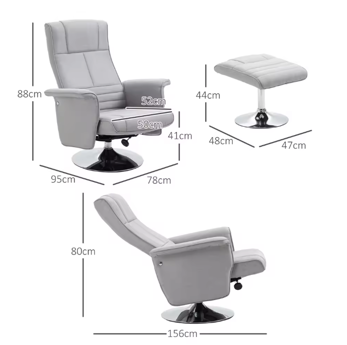 Elektrische Massagestoel met Voetensteun & Relaxfunctie – Grijs