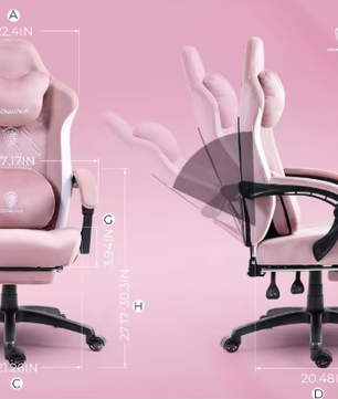 Gaming Bureaustoel met Massage, Verwarming & Voetsteun