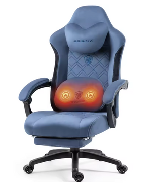 Gaming Bureaustoel met Massage, Verwarming & Voetsteun