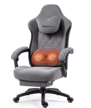 Gaming Bureaustoel met Massage, Verwarming & Voetsteun