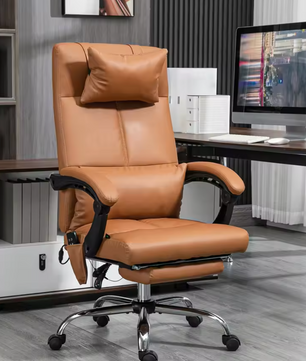 Ergonomische Bureaustoel met Massagefunctie – Kunstleer, 6 Massagepunten, Verwarmde Taille & Voetsteun