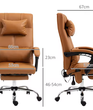 Ergonomische Bureaustoel met Massagefunctie – Kunstleer, 6 Massagepunten, Verwarmde Taille & Voetsteun