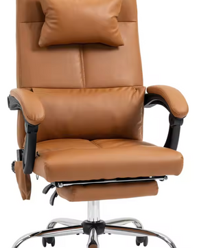 Ergonomische Bureaustoel met Massagefunctie – Kunstleer, 6 Massagepunten, Verwarmde Taille & Voetsteun