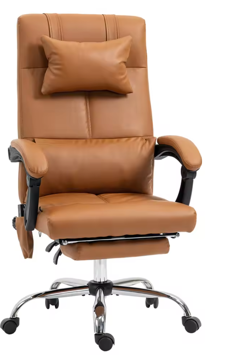 Ergonomische Bureaustoel met Massagefunctie – Kunstleer, 6 Massagepunten, Verwarmde Taille & Voetsteun