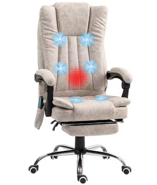 Verstelbare Massagestoel met 6-Punts Vibratie & Verwarming – Crème, Comfort voor Thuis of Kantoor
