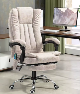 Verstelbare Massagestoel met 6-Punts Vibratie & Verwarming – Crème, Comfort voor Thuis of Kantoor