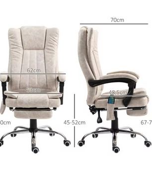 Verstelbare Massagestoel met 6-Punts Vibratie & Verwarming – Crème, Comfort voor Thuis of Kantoor