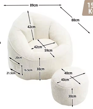 Zitzak Fauteuil met Voetsteun – Comfortabel & Gestoffeerd Design