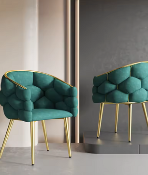 Luxe Fluwelen Eetkamerstoel Grijs/Groen/Beige – Gouden Poten & Ergonomisch Comfort