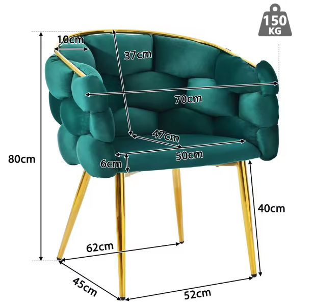 Luxe Fluwelen Eetkamerstoel Grijs/Groen/Beige – Gouden Poten & Ergonomisch Comfort