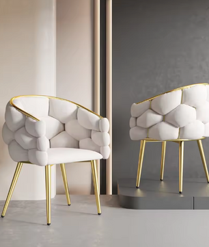 Luxe Fluwelen Eetkamerstoel Grijs/Groen/Beige – Gouden Poten & Ergonomisch Comfort