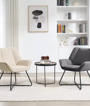 Linnen Loungestoel Donkergrijs of Beige – Ergonomisch Design – Metalen Frame