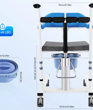 Hydraulische Verpleegstoel – Verstelbare Patiëntenlift met Wielen & Emmer, 100 kg
