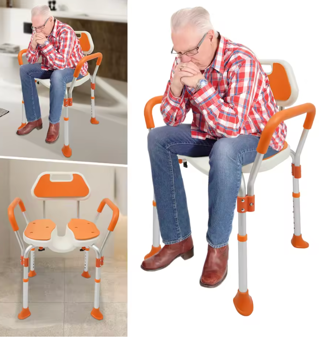 Douchestoel met Armleuningen – Verstelbaar, Antislip en Comfortabel
