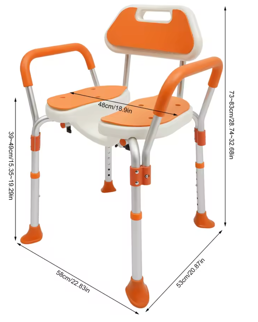 Douchestoel met Armleuningen – Verstelbaar, Antislip en Comfortabel