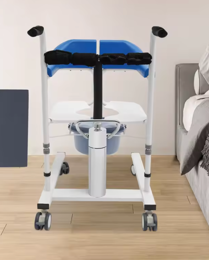 Verpleegstoel – Patiëntenliftstoel – 180° Open Rugleuning & Potje, Verstelbaar en Lichtgewicht