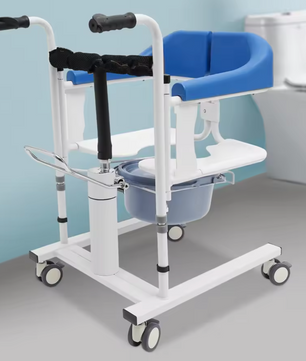 Verpleegstoel – Patiëntenliftstoel – 180° Open Rugleuning & Potje, Verstelbaar en Lichtgewicht