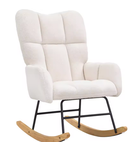 Schommelstoel Ivoor Wit Fluffy – Ergonomisch & Comfortabel