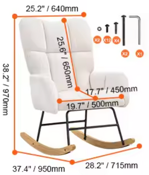 Schommelstoel Ivoor Wit Fluffy – Ergonomisch & Comfortabel