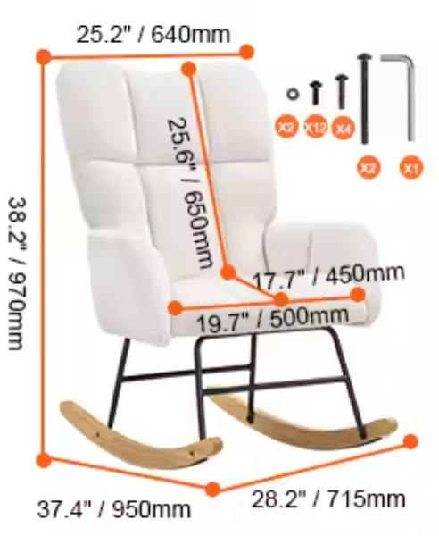Schommelstoel Ivoor Wit Fluffy – Ergonomisch & Comfortabel