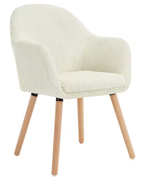 Modern Design Corduroy Eetkamerstoel met Armleuningen & Houten Poten