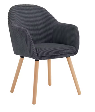 Modern Design Corduroy Eetkamerstoel met Armleuningen & Houten Poten