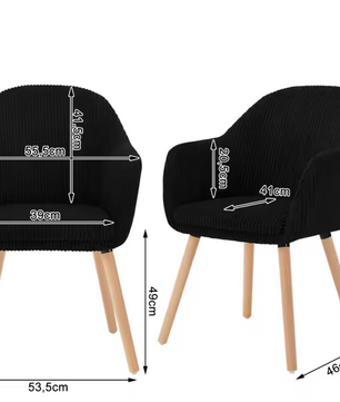 Modern Design Corduroy Eetkamerstoel met Armleuningen & Houten Poten