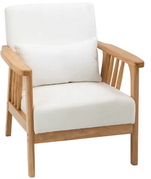 Luxe Design Japandi Fluwelen Fauteuil met Houten Poten – Inclusief Kussen