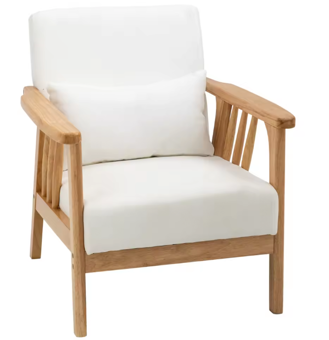 Luxe Design Japandi Fluwelen Fauteuil met Houten Poten – Inclusief Kussen