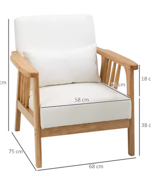 Luxe Design Japandi Fluwelen Fauteuil met Houten Poten – Inclusief Kussen