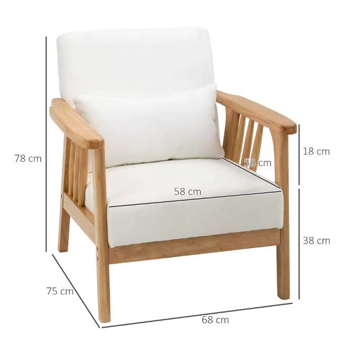 Luxe Design Japandi Fluwelen Fauteuil met Houten Poten – Inclusief Kussen