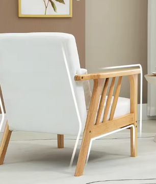 Luxe Design Japandi Fluwelen Fauteuil met Houten Poten – Inclusief Kussen
