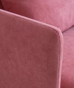 Gestoffeerde Stoel – Roze Linnen Fauteuil – Moderne Accentstoel met Kussen
