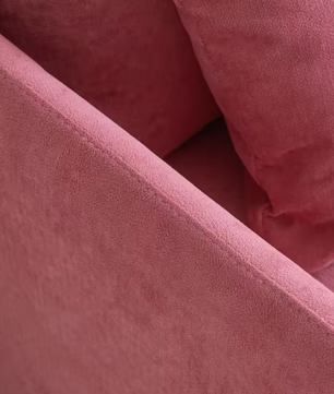 Gestoffeerde Stoel – Roze Linnen Fauteuil – Moderne Accentstoel met Kussen